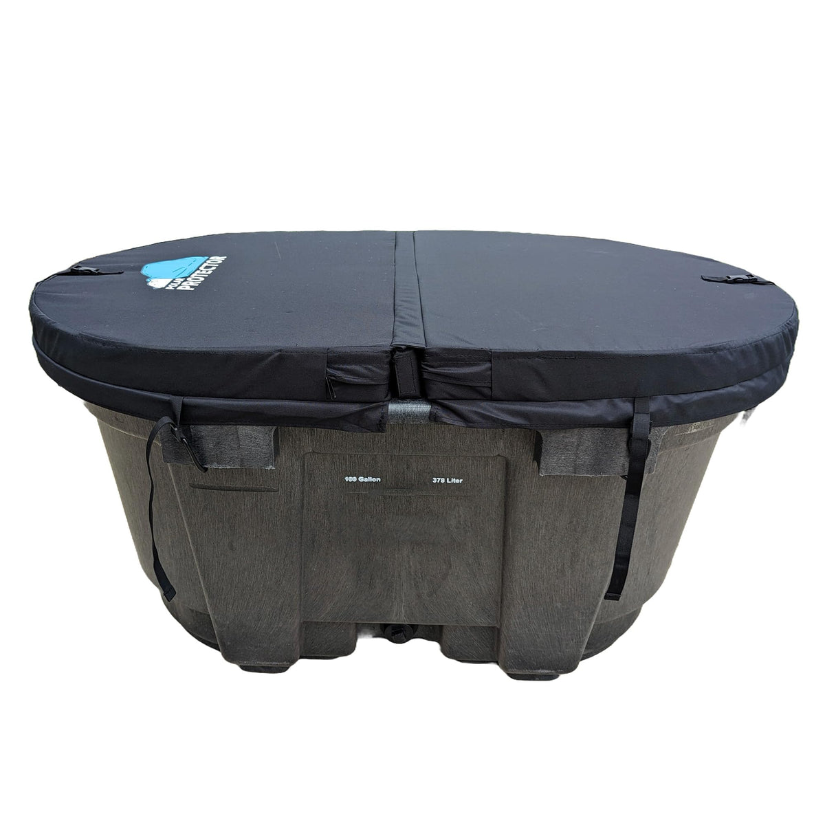Polar Protector ice water therapy cover shields a 100-gallon stock tank from temperature loss.