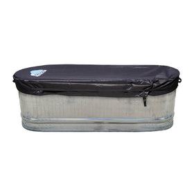Polar Protector stock tank cover installed with sturdy handles on a 170 gallon tank
