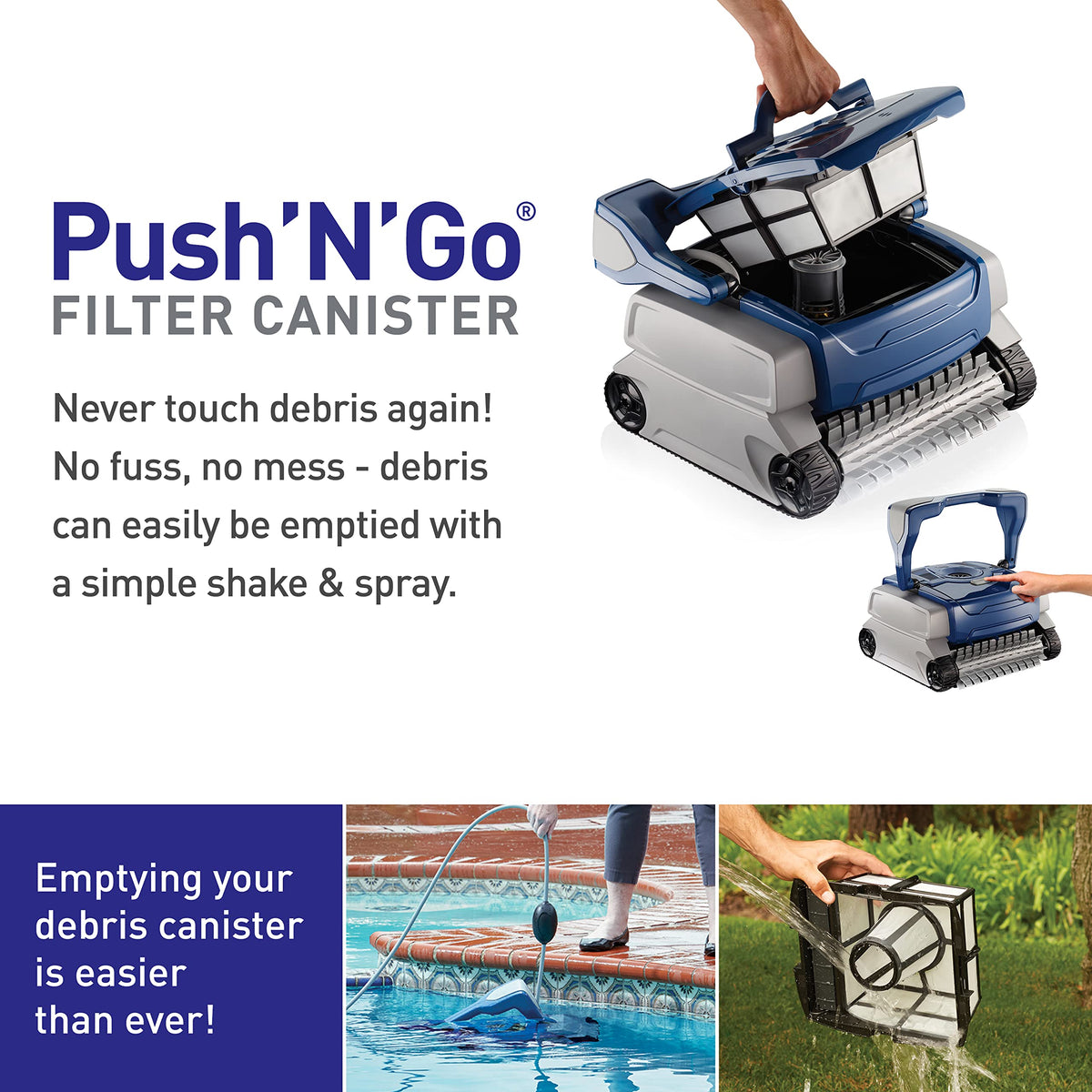 Polaris 8050 Sport 4L debris canister, quick debris disposal.