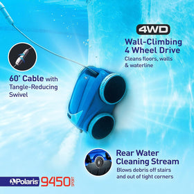 Polaris 9450 Sport lift system surfaces for easy retrieval from water.