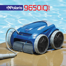 Polaris 9650iQ Sport extra-large 5L debris canister ready for use.