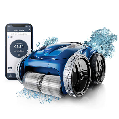 Polaris 9650iQ Sport robotic cleaner for in-ground pools, efficient debris pickup.
