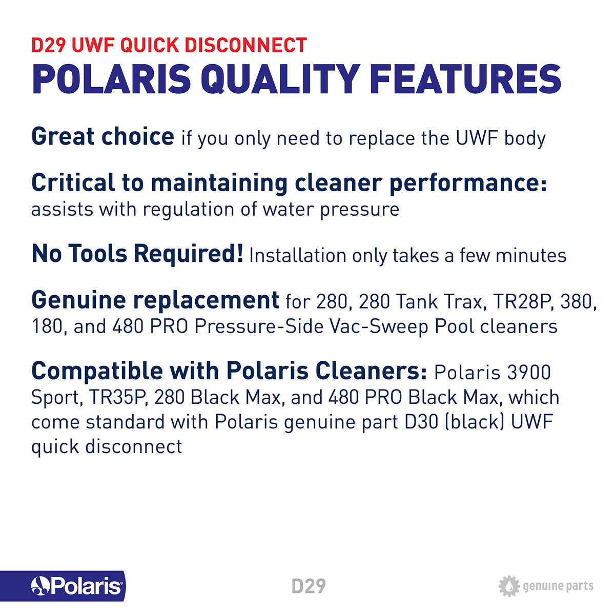 Compatible with 280 TankTrx and other Polaris models for versatile use.