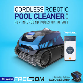 Polaris Freedom charging station charging the cleaner for fast readiness.