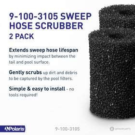 Polaris tail scrubber at bag end reduces surface contact during cleaning.