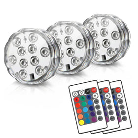 POLENTAT floral-submersible pool light glows blue for immersive night swimming.
