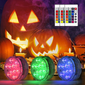POLENTAT Halloween pumpkin light highlights carved pumpkins with color.