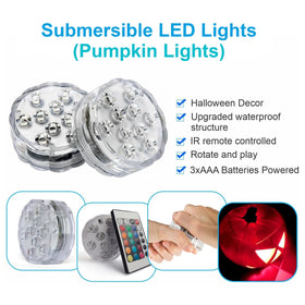 POLENTAT submersible light with remote control for easy poolside color changes.