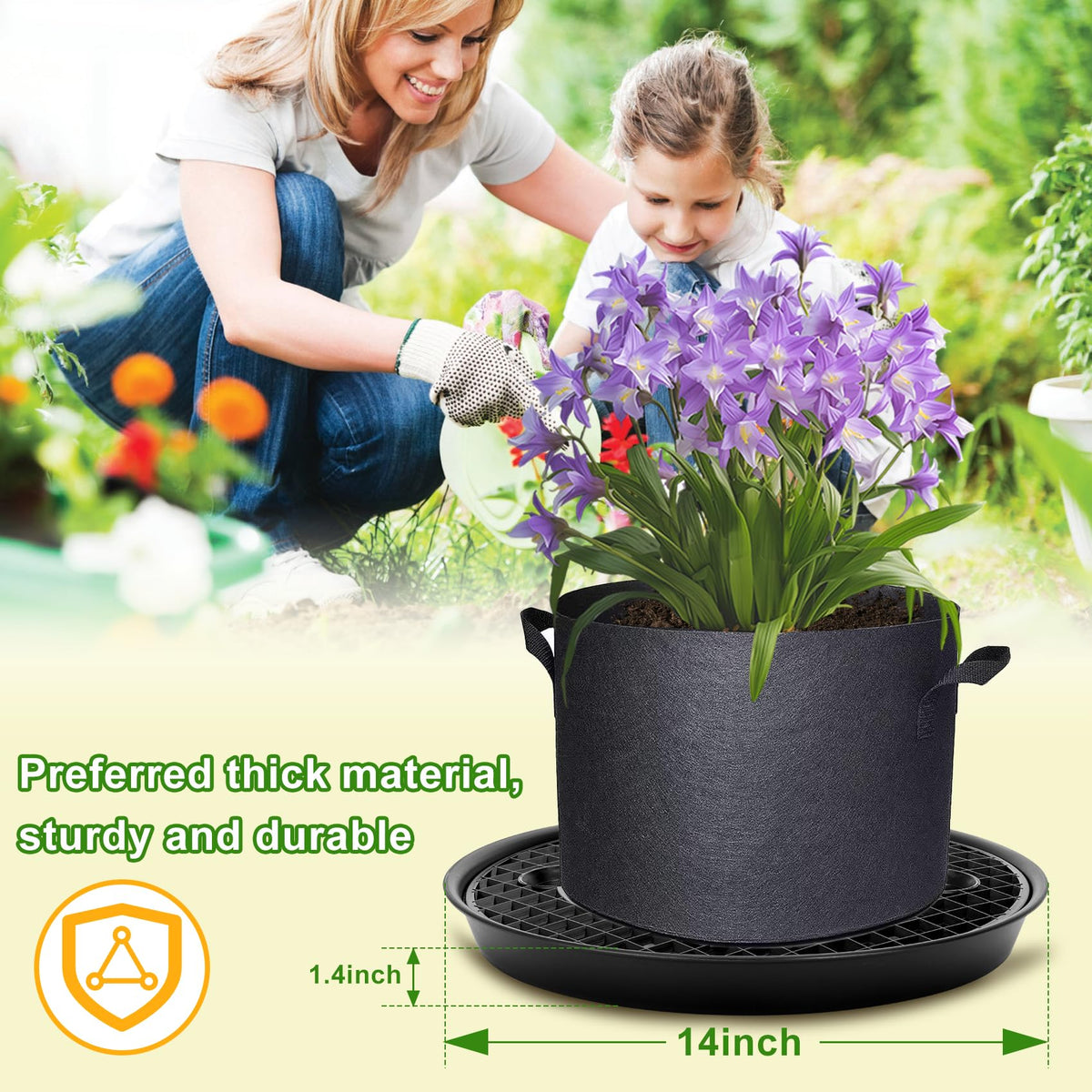Polerden elevates pots to improve drainage and root health