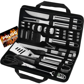 POLIGO 29-pcs bbq tools set with stainless spatula for precise flipping.