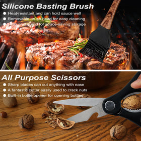 POLIGO scissors and knife for clean cuts on grilled meats.