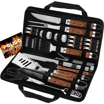 POLIGO 29-piece BBQ set with spatula for even, precise grilling.