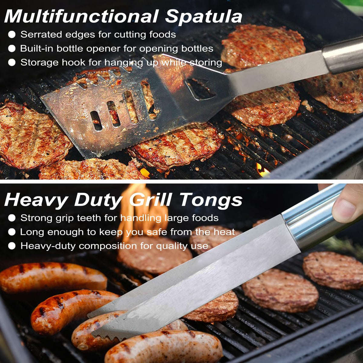 POLIGO bbq fork with stainless steel blade for clean meat handling