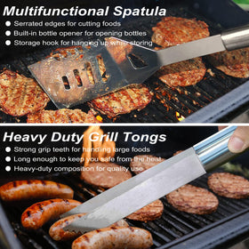 POLIGO bbq fork with stainless steel blade for clean meat handling