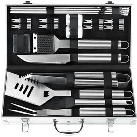POLIGO deluxe grill tools set in aluminum case for organized outdoor grilling
