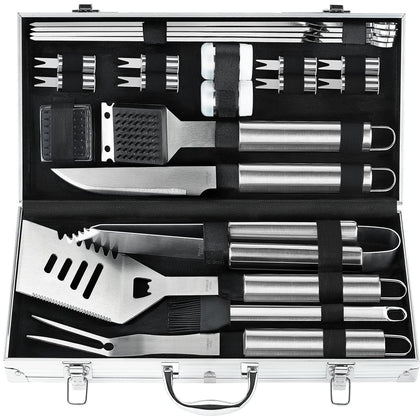POLIGO deluxe grill tools set in aluminum case for organized outdoor grilling