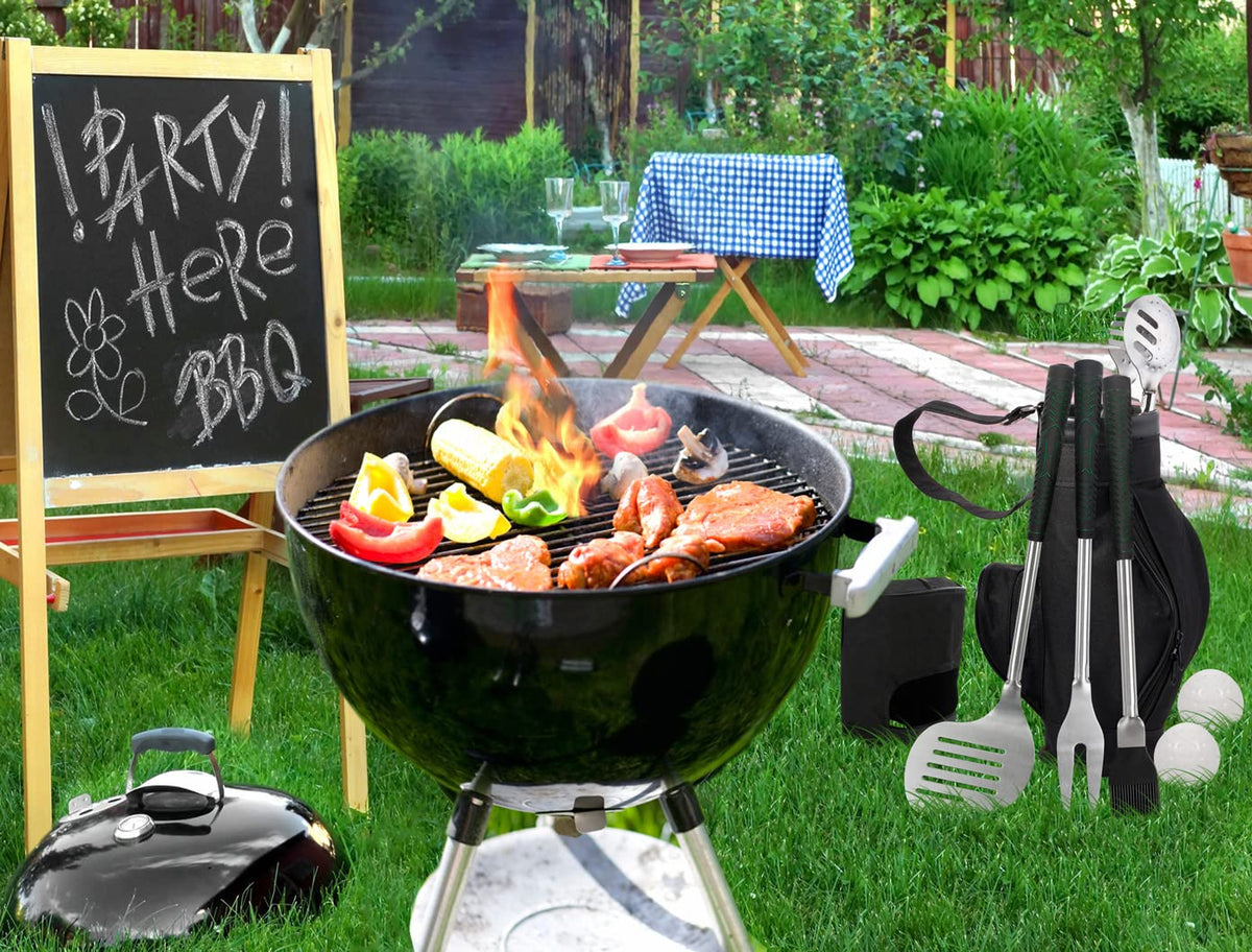 POLIGO golf-club style barbecue set in case for travel