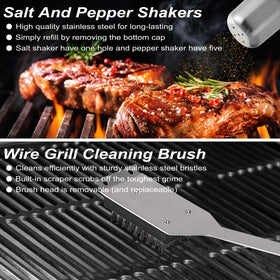 POLIGO grill brush with replacement head for easy grate cleaning.