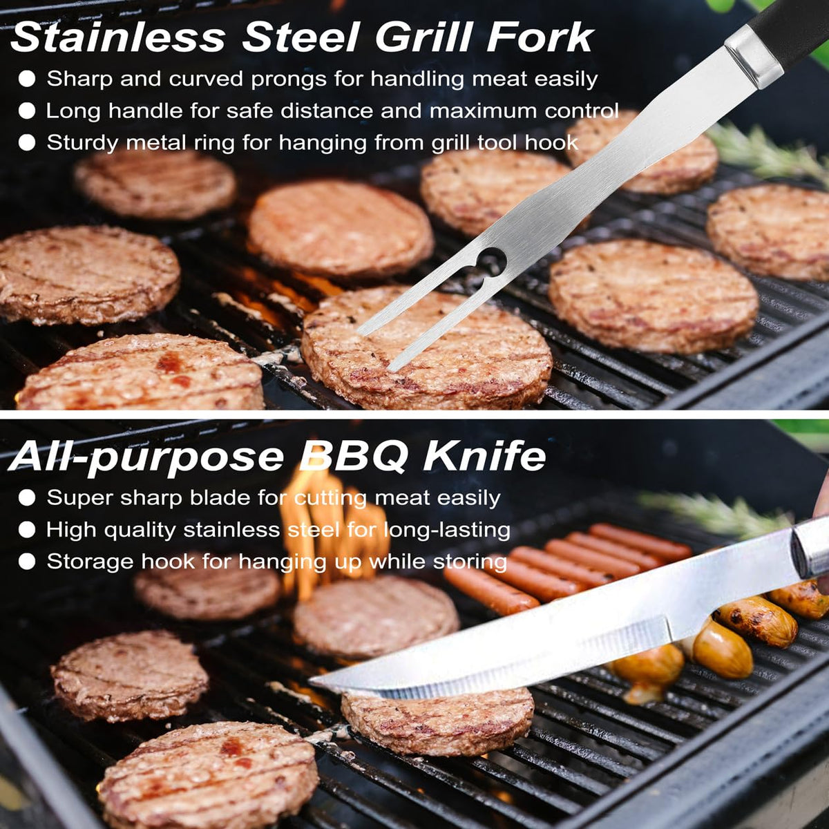 POLIGO meat knife with solid heft for clean slicing.