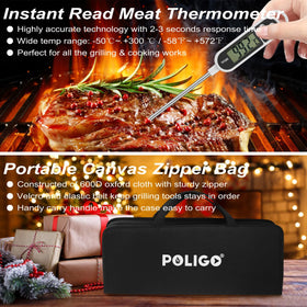 POLIGO meat thermometer for accurate doneness checks.
