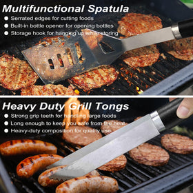 POLIGO stainless steel grill fork for easy meat handling.