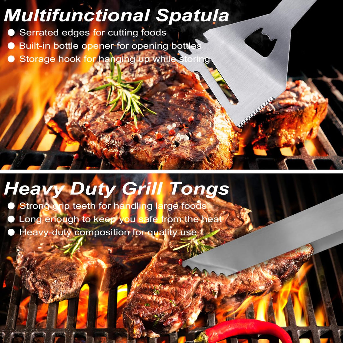 POLIGO stainless-steel tongs type B with strong grip.