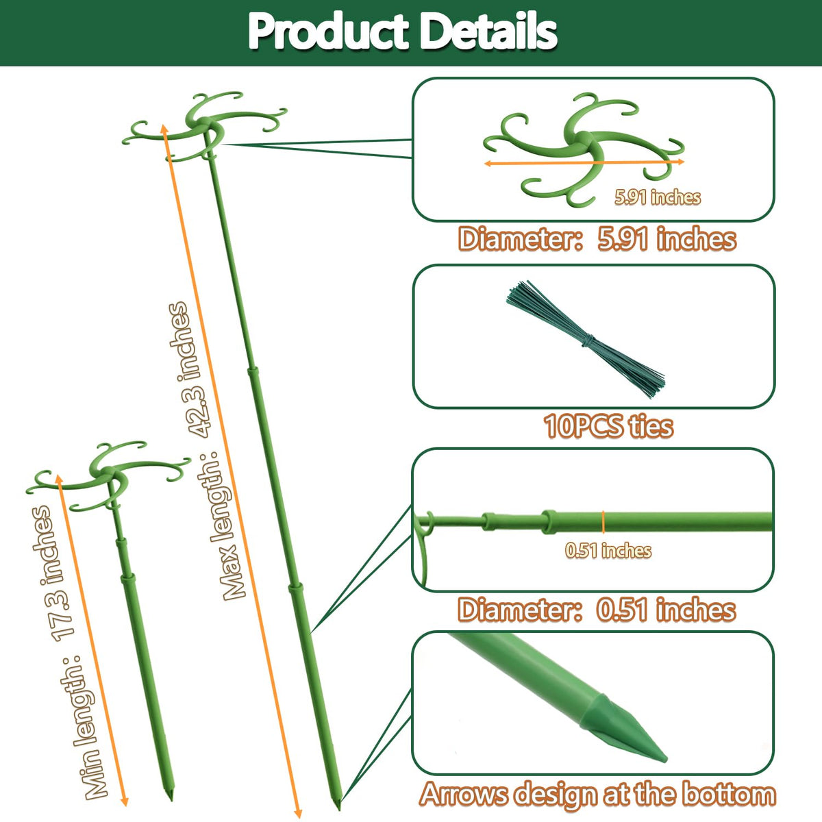 POLIUMB detachable top clips secure stems gently for Monstera