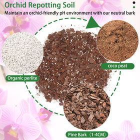 POLIUMB Orchid Potting Mix with perlite enhances aeration for epiphytic orchids.