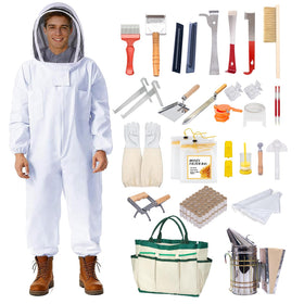 POLLIBEE XXL beekeeping suit during hive inspection for full protection