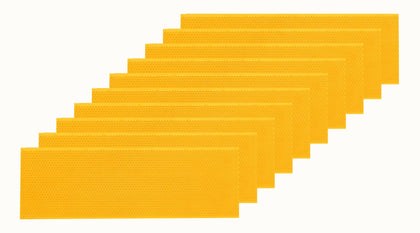 POLLIBEE beehive foundation sheets ready for 5-5/8 inch medium frames, beeswax coated for durability.