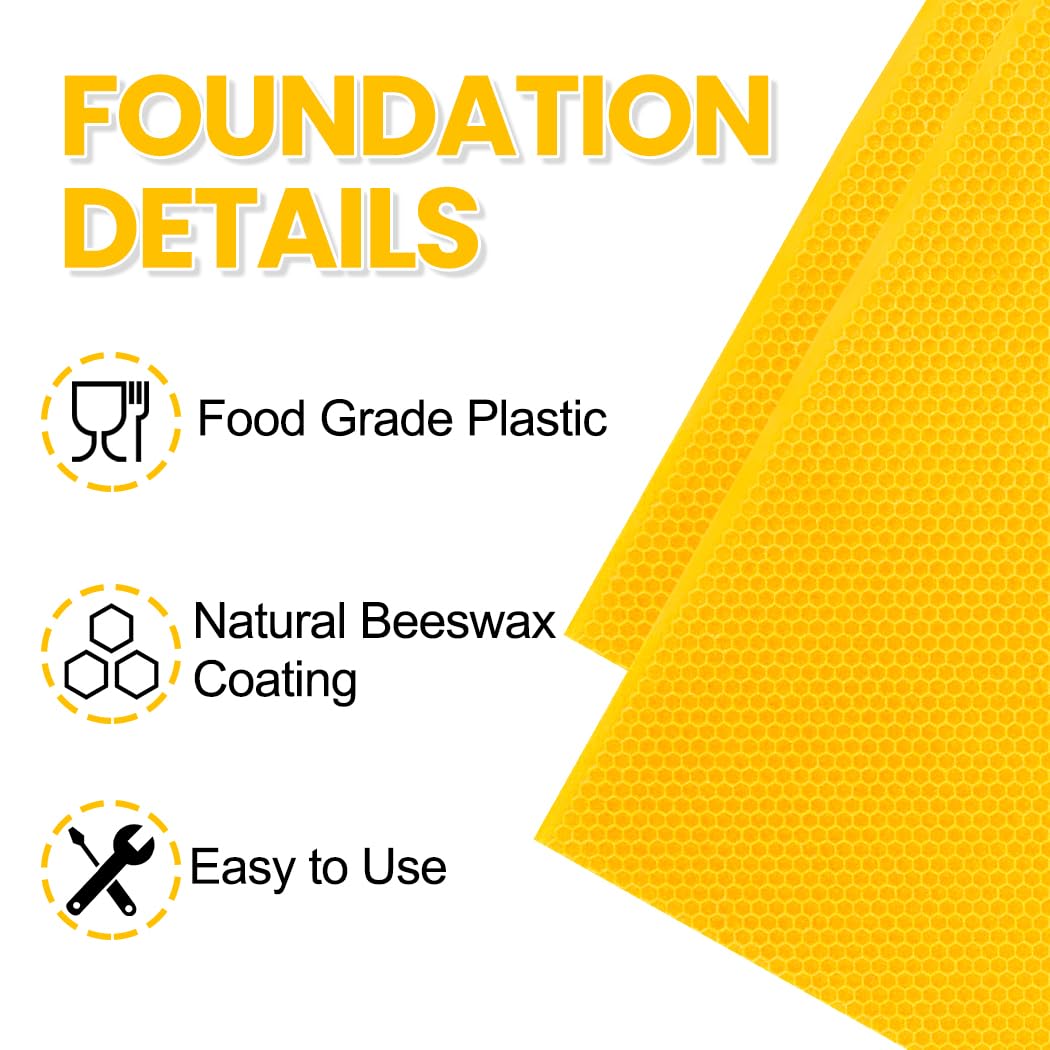 POLLIBEE beeswax-coated foundation sheets displayed for easy insertion into top fluted frames.
