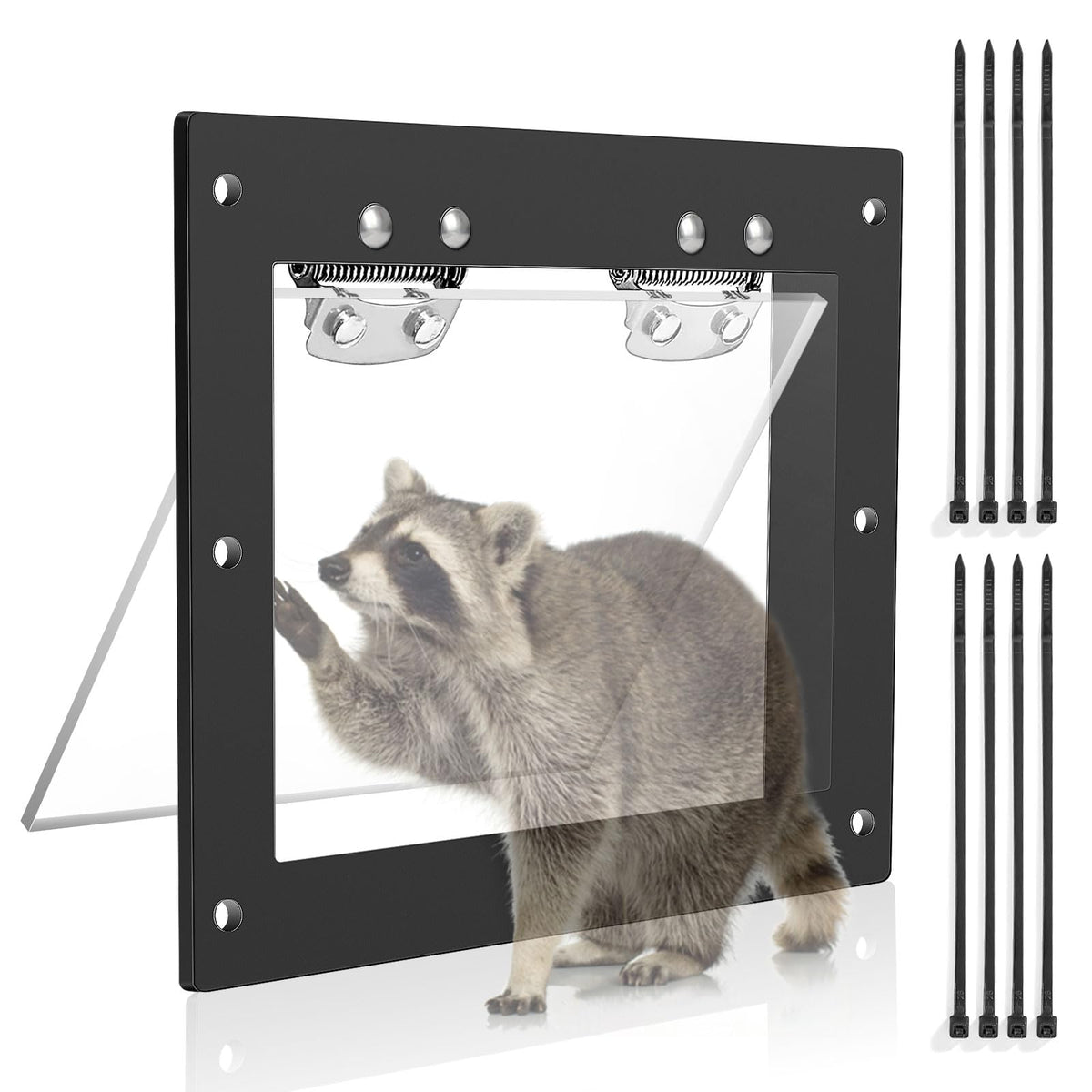 POLXIYY raccoon one-way eviction door lets critters exit safely without re-entry.
