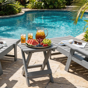 Polyhouz all-weather HDPE with wood-texture finish for durable outdoor use.