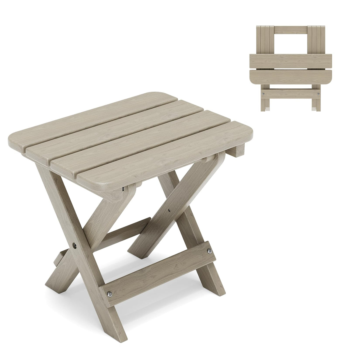 Polyhouz folding outdoor side table with quick-fold design for easy transport.