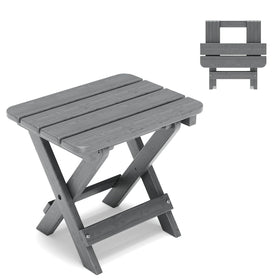Polyhouz folding outdoor side table showing folding mechanism for easy transport.