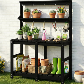 Polyhouz outdoor potting bench with 3 tier design keeps seedling prep organized