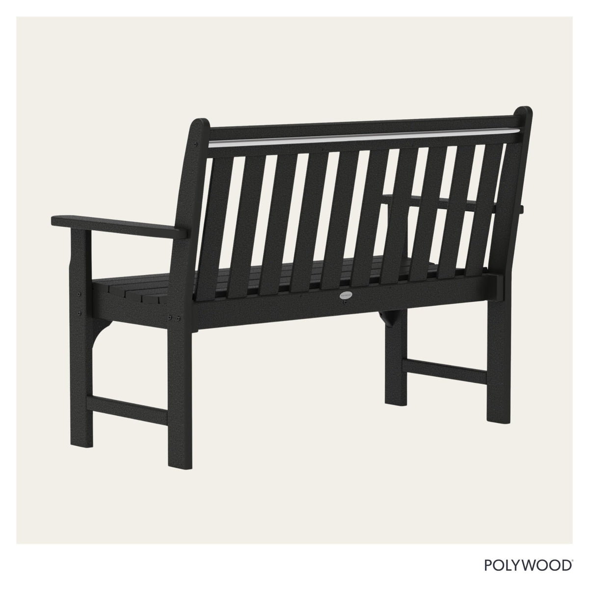 Polywood GNB48BL Vineyard 48-inch bench armrests provide relaxed seating posture