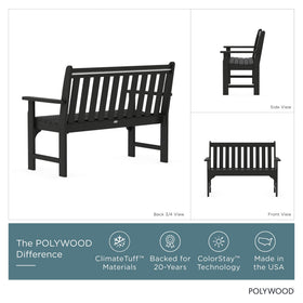 Polywood GNB48BL Vineyard 48-inch bench backrest detail emphasizes comfort