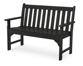 Polywood GNB48BL Vineyard 48-inch bench front view shows durable outdoor seating
