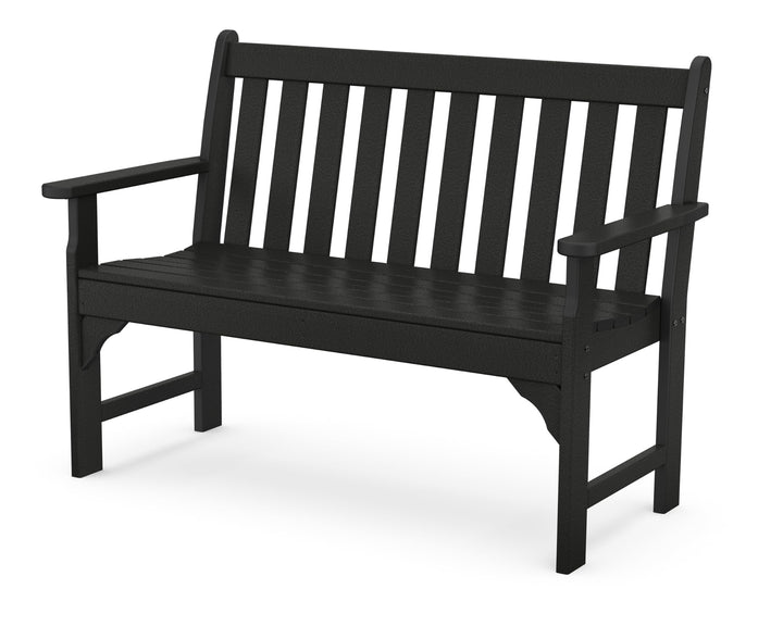 Polywood GNB48BL Vineyard 48-inch bench front view shows durable outdoor seating