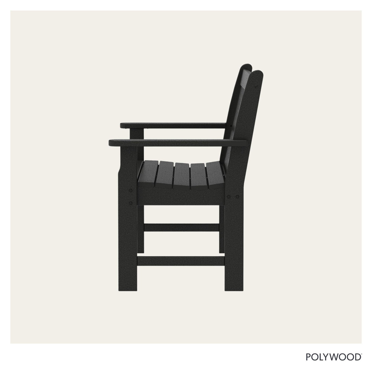 Polywood GNB48BL Vineyard 48-inch bench in garden setup adds timeless outdoor style