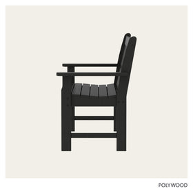 Polywood GNB48BL Vineyard 48-inch bench in garden setup adds timeless outdoor style