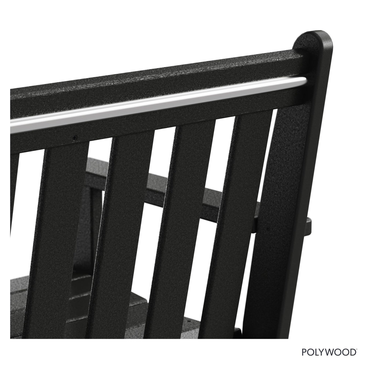 Polywood GNB48BL Vineyard 48-inch bench on porch demonstrates low-maintenance elegance