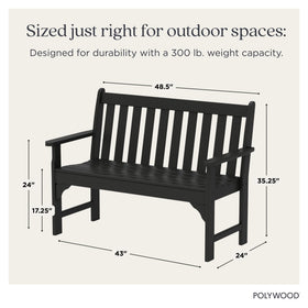 Polywood GNB48BL Vineyard 48-inch bench seat detail demonstrates contoured comfort
