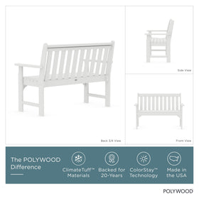 POLYWOOD Vineyard 48-inch bench backrest detail, supportive seating design.