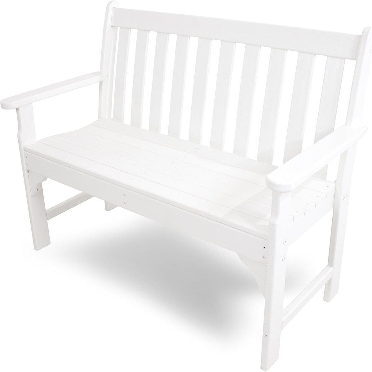 POLYWOOD Vineyard 48-inch bench front view, durable outdoor seating for porches.