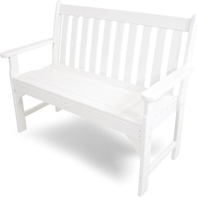 POLYWOOD Vineyard 48-inch bench front view, durable outdoor seating for porches.
