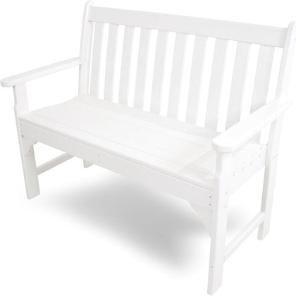POLYWOOD Vineyard 48-inch bench front view, durable outdoor seating for porches.
