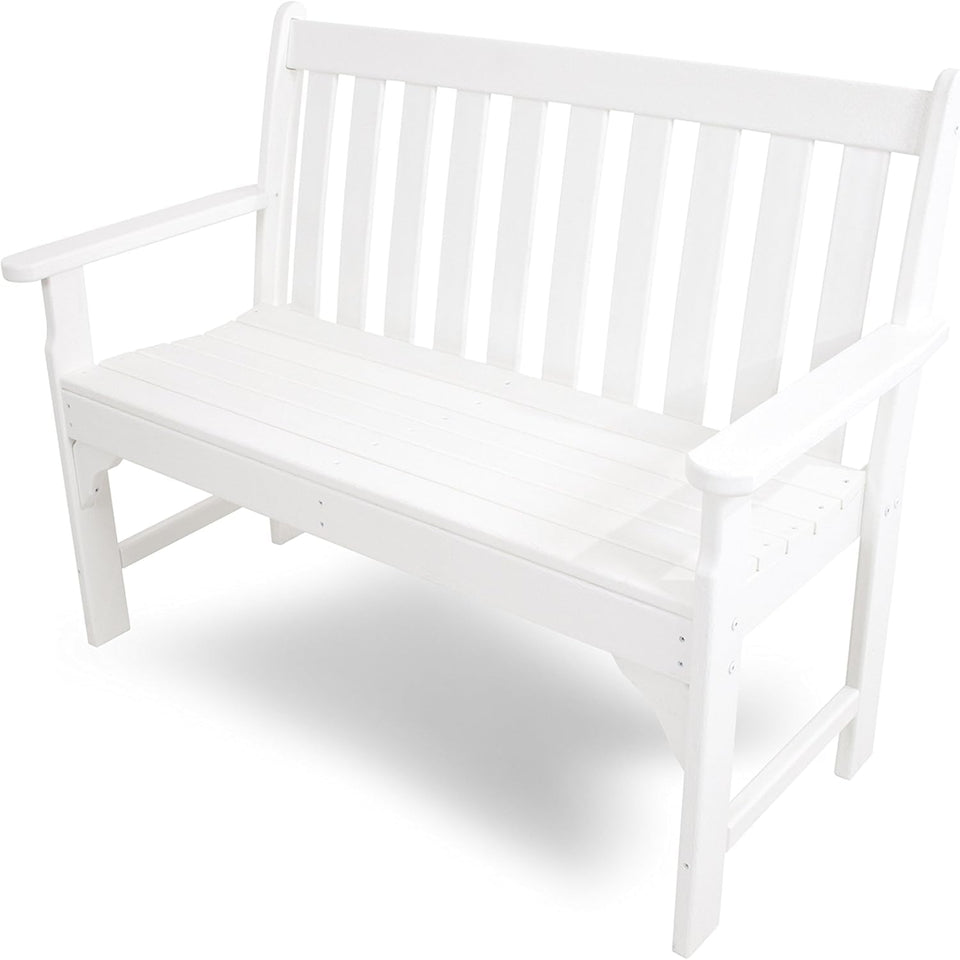 POLYWOOD Vineyard 48-inch bench front view, durable outdoor seating for porches.