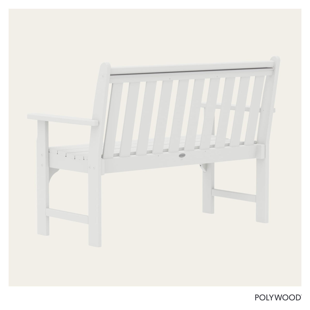 POLYWOOD Vineyard 48-inch bench weatherproof setup, ideal for porch or garden corners.